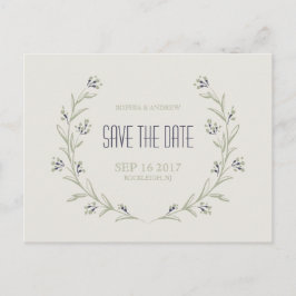 Cartão Postal De Anúncio Jardim elegante Cartão de data de casamento floral