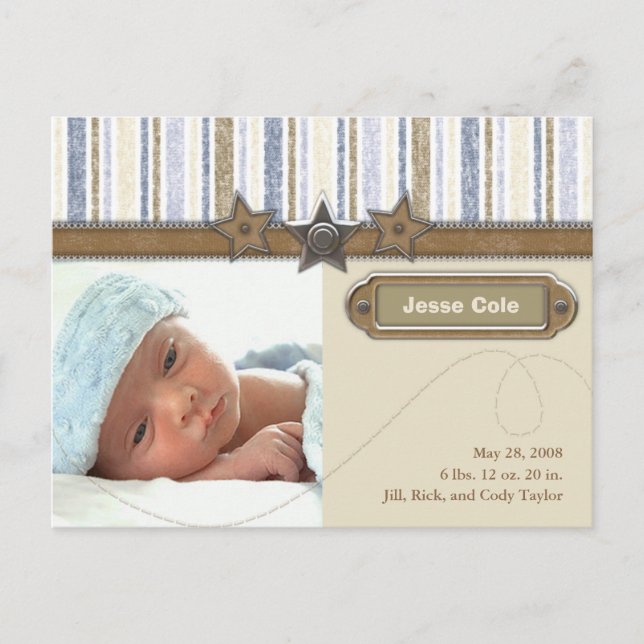 Cartão Postal De Anúncio Jesse Cole Birth Anunciado (Frente)