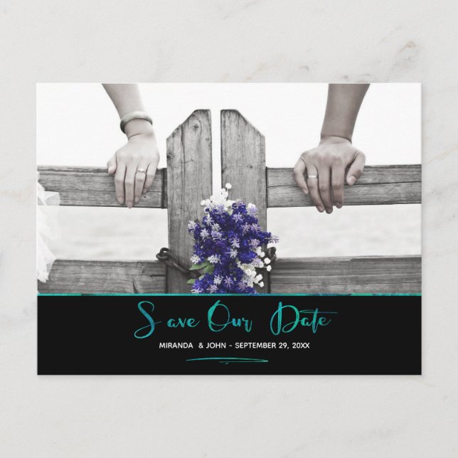 Cartão Postal De Anúncio Jewel Watercolor Salve Nossa Data (Frente)