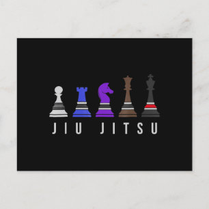 Cartão Postal De Anúncio jiu Jitsu    treinando xadrez, presente com texto.