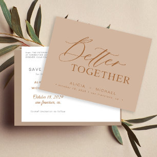 Cartão Postal De Anúncio Juntos é melhor salvar data de casamento com letra