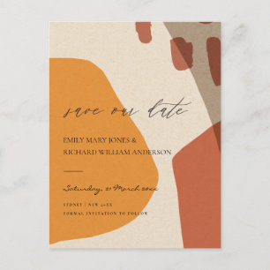 CARTÃO POSTAL DE ANÚNCIO KRAFT ARTISTIC MODERNO ABSTRATO RUST SALVAR DATA