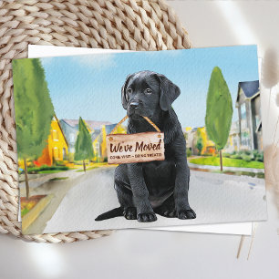 Cartão Postal De Anúncio Labrador Preto Nós nos Mudamos Cachorro Fofo Mudan