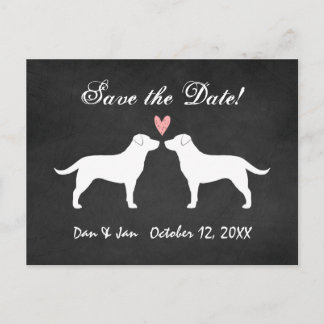 Cartão Postal De Anúncio Labradores Retrievers Casamento Salve a Data