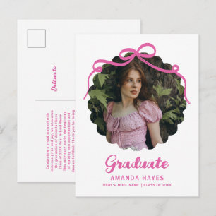 Cartão Postal De Anúncio Laço Coquette Ondulado Rosa e Branco Foto de Forma