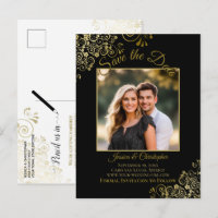 Lacy Gold em Preto Foto de Save the Date de Casame