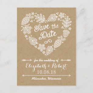 Cartão Postal De Anúncio Lacy Leaves - Fall in Love Save Date (Folhas de La