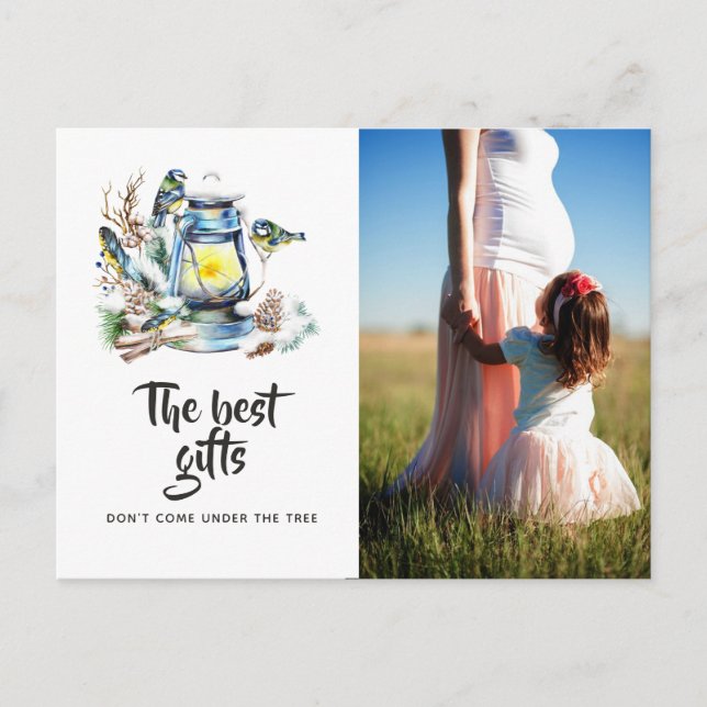 Cartão Postal De Anúncio Lanterna Natal Aquarela Esperando Foto (Frente)