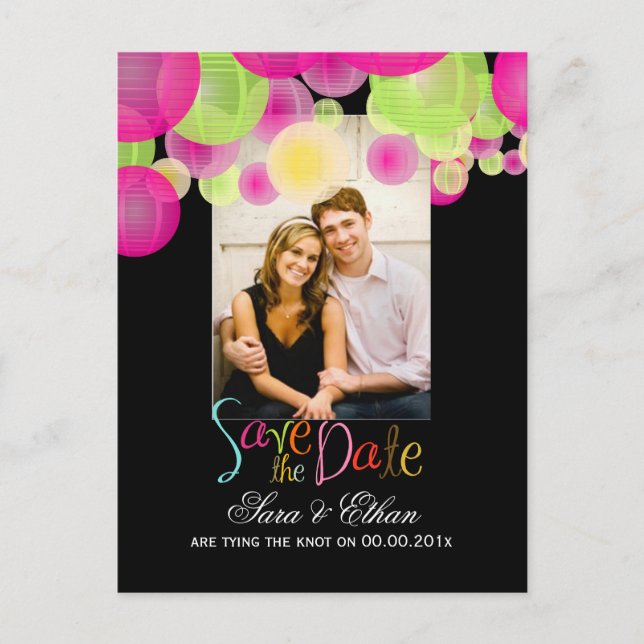 Cartão Postal De Anúncio Lanternas PixDezines save the date (Frente)
