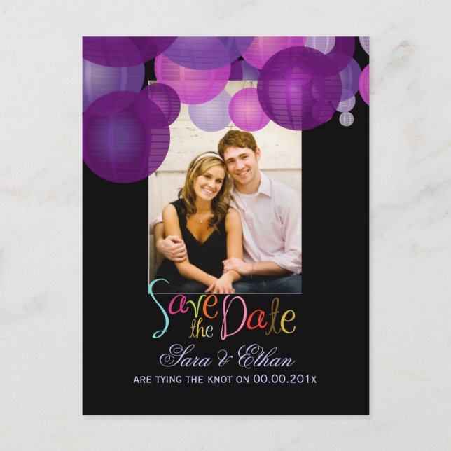 Cartão Postal De Anúncio Lanternas PixDezines save the date (Frente)