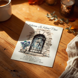 Cartão Postal De Anúncio Lar é Aqui - Endereço Novo Moderno Aquarela Porta