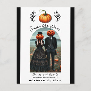 Cartão Postal De Anúncio Laranja Abóbora Halloween Outono Foto Salve a Data