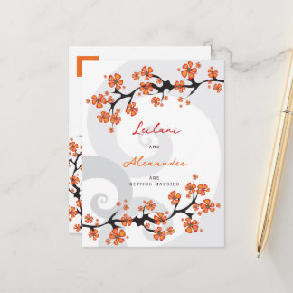Cartão Postal De Anúncio Laranja Hibisco Cinza Redemoinhos Tropical Salvar