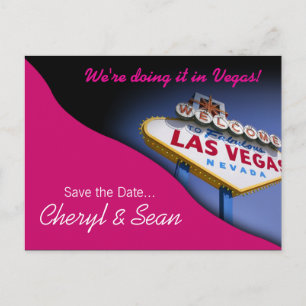 Cartão Postal De Anúncio Las Vegas Salve A Data (cor-de-rosa intenso)