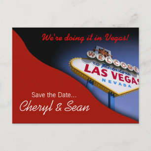 Cartão Postal De Anúncio Las Vegas Salve A Data (vermelho de tomate)