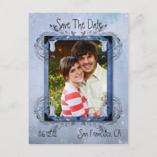 Cartão Postal De Anúncio Lavanda Azul Vintage Grunge Floral Foto Salvar O