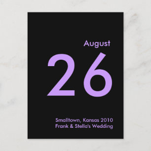 Cartão Postal De Anúncio Lavendar e Preto Guardam a Data