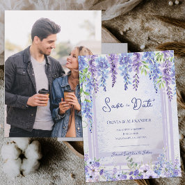 Cartão Postal De Anúncio Lavender Wisteria Floral Arch Photo Save the Date