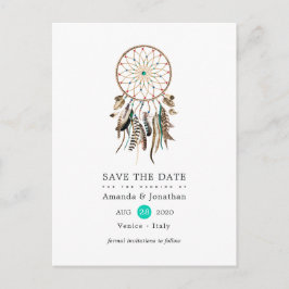 Cartão Postal De Anúncio Legenda indiana Tribal Boho Casamento Salve a Data