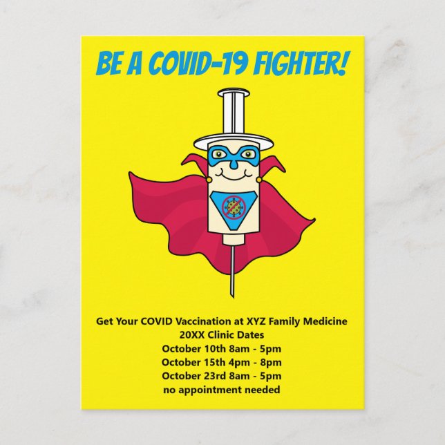 Cartão Postal De Anúncio Lembrete da Vacinação COVID- 19 (Frente)