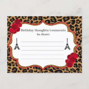 Cartão Postal De Anúncio Leopard Paris temático Aniversário Posta