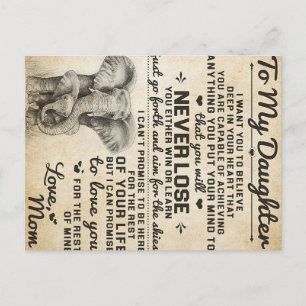 Cartão Postal De Anúncio Letra Adorável Para Filha Bonito presente