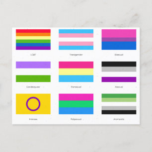 Cartão Postal De Anúncio LGBTQIA Pride 9 x FLAGS Rainbow Awarts Chic An