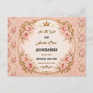 Cartão Postal De Anúncio Light Blue Silver Princess Quinceanera Aniversário