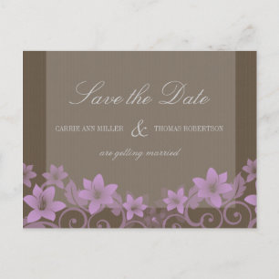 Cartão Postal De Anúncio Lilac Rustic Floral Salve o Cartão-Postal
