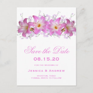 Cartão Postal De Anúncio Lilases Beladona Românticas para Casamento Save Th