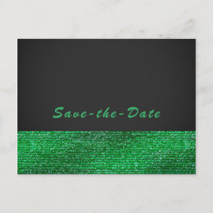 Cartão Postal De Anúncio Limo Verde Moderno Glam Sequins Salvar a Data