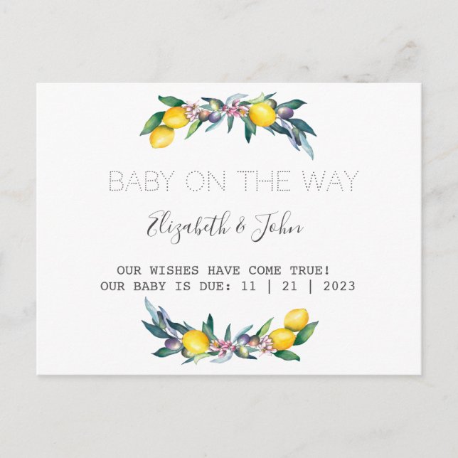 Cartão Postal De Anúncio Limões de Aquarela Azeitonas (Frente)