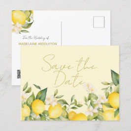 Cartão Postal De Anúncio Limões de Casamento Citrino Salve a Data
