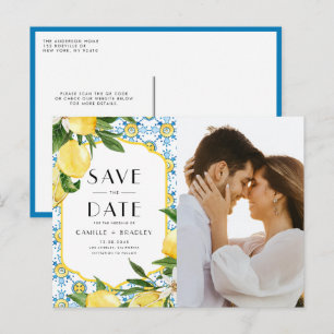 Cartão Postal De Anúncio Limon Mediterrâneo Código QR Foto Salvar a Data