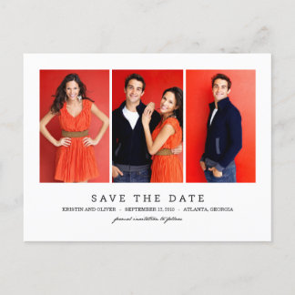 Cartão Postal De Anúncio LIMPAR 3 Fotos Postcard Salvar a Data