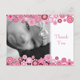 Cartão Postal De Anúncio Linda de Rosa Menina Bebê Foto Obrigado Cartão Pos