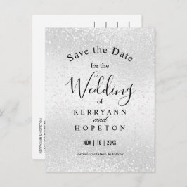 Cartão Postal De Anúncio Linda Glitter Branca - Salve A Data