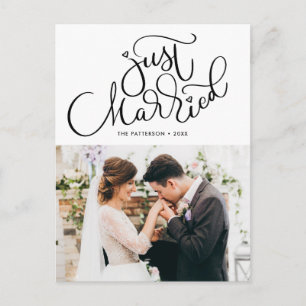 Cartão Postal De Anúncio Lindo Foto Casamento Recém-Casados Letra à Mão