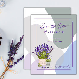 Cartão Postal De Anúncio Lindo Tema Floral Lavanda para Casamento
