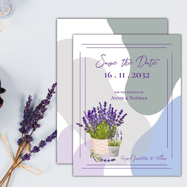 Cartão Postal De Anúncio Lindo Tema Floral Lavanda para Casamento (Cute Pretty Lavender Themed Floral Wedding Announcement Postcard)