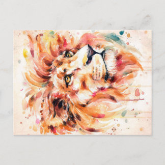 Cartão Postal De Anúncio Lion Water Lion Art | Presente Maravilhoso