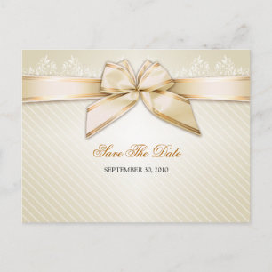 Cartão Postal De Anúncio Listras do ouro da fita do marfim que Wedding