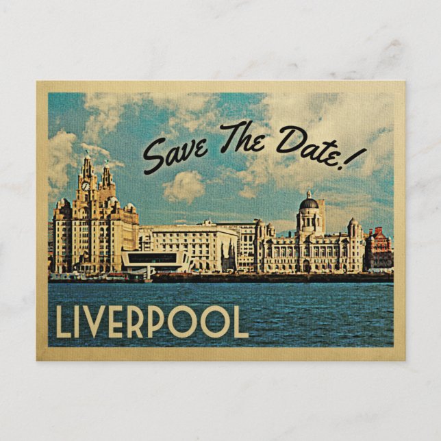 Cartão Postal De Anúncio Liverpool Save The Date UK England (Frente)