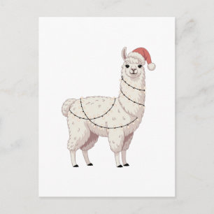 Cartão Postal De Anúncio Llama Luzes de Natal Robusto Amante de Animais Alp