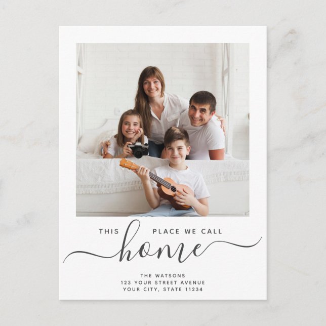 Cartão Postal De Anúncio Local a que chamamos Home Script Moderno Movimento (Frente)