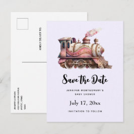 Cartão Postal De Anúncio Locomotiva Rosa Estilo Steampunk Vintage