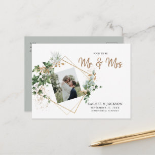 Cartão Postal De Anúncio Logo de Casamento Foto Salve a Data para o Sr. e S