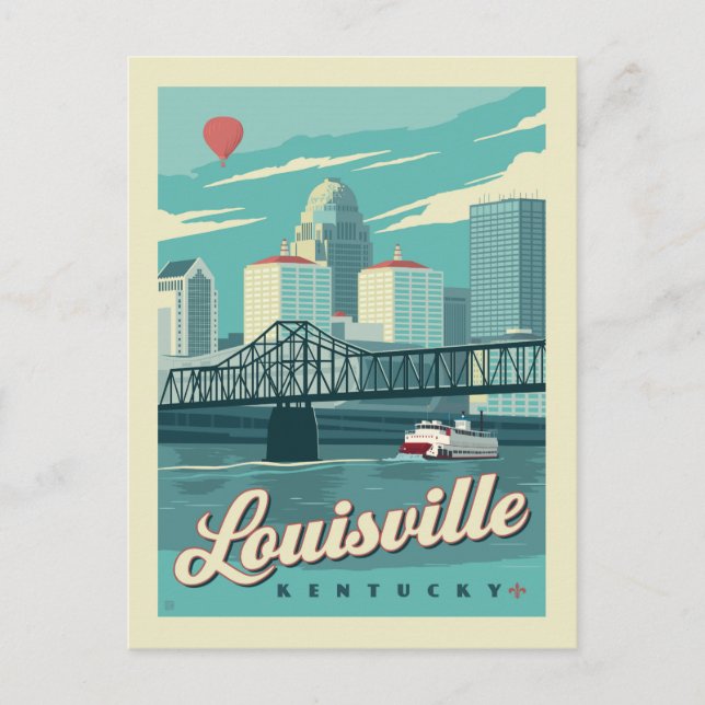 Cartão Postal De Anúncio Louisville, Kenucky | Salvar a data (Frente)