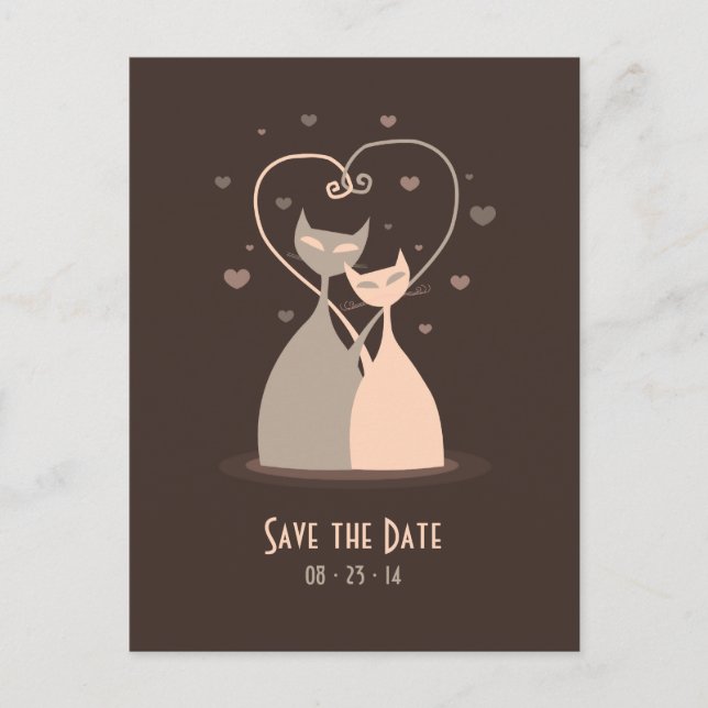 Cartão Postal De Anúncio Love Cats - Save the date postcard (Frente)