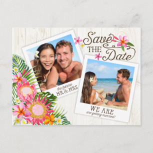 Cartão Postal De Anúncio Luau Havaiano Rústico Praia Salve a Data